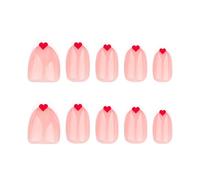 San Valentino Press On Nails Breve Mandorla Unghie Finte Bianco Francese Punte Con Cuore Disegni Unghie Accessori Per Le Donne