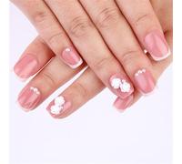 San Valentino Press On Nails Breve Piazza Acrilico Unghie Finte Punte Francesi Stick On Unghie Con 3D Fiori