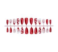 San Valentino Press On Nails Mandorla Unghie Finte Punta Francese Con Archi 3D Cuore Disegni Full Covers Stick On Nails