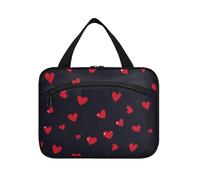 San Valentino Red Love Heart borse da appendere per le donne impermeabili con gancio, designer borsa carina per articoli da toeletta per le donne che viaggiano bolsas de maquillaje para mujer M, Cuore