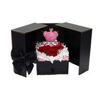 San Valentino Regalo di Compleanno Collana Anello Set Scatola Nozze Anniversario Natale Bracciale della Mamma per Lei, Moglie, Mamma, Sorella, Donna, Fidanzata, Amica, Signora (Rosa e Rosso)