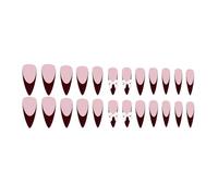 San Valentino Stampa Su Unghie Pizzo Francese Stick Su Unghie Con Archi Disegni Unghie Eavie Unghie Artificiali 24pcs