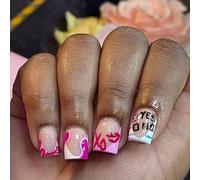 San Valentino stampa sulle unghie Lettere Stampa Breve Quadrato False Unghie Set Stick Su Manicure Arte Per Elegante Look Pressa Unghie