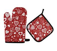 San Valentino Trifoglio Cuore San Valentino Guanto da forno Presina Set regalo festivo Guanto da cucina resistente al calore Presina da cucina Grigliare BBQ Cuocere