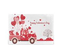 San Valentino Un camion con uno sfondo rosso e puntini bianchi Palloncini a forma di cuore Puzzle per adulti Capolavori impegnativi ed educativi Puzzle 500 Piecing