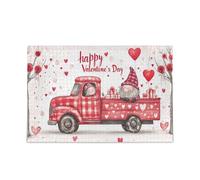 San Valentino Un camion con uno sfondo rosso e puntini bianchi Palloncini a forma di cuore Un adorabile Gnom Puzzle per adulti Impossibile Difficile Impegnativo Famiglia Puzzle 500 Piecing