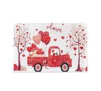 San Valentino Un camion con uno sfondo rosso e puntini bianchi palloncini puzzle in legno impossibile difficile difficile impegnativo puzzle 500 pezzi
