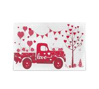 San Valentino Un camion con uno sfondo rosso e puntini bianchi palloncini puzzle puzzle impegnativo 500 pezzi