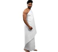SANAAYAH Ihram Ahram Ehram con cintura in omaggio per Hajj & Umrah, strisce in twill di puro cotone, 2 asciugamani 110 x 220 cm, bianco