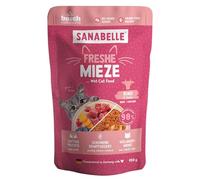Sanabelle Freshe Mieze - Manzo e pollo | Sacchetto da 100 g completamente riciclabile | Cibo umido cotto a vapore per gatti | Cibo per gatti come appena cucinato | Un marchio di alimenti per animali