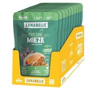 Sanabelle Freshe Mieze - trota, tacchino e pollo, 10 sacchetti da 100 g completamente riciclabili, cibo umido per gatti, cibo per gatti come appena cotto, un marchio di alimenti per animali Bosch
