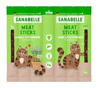 Sanabelle Meat Sticks - Bastoncini di agnello e erba gatta, 16 x 35 g