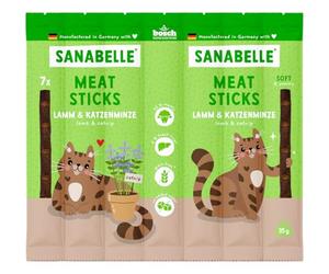 Sanabelle Meat Sticks - Bastoncini di agnello e erba gatta, 16 x 35 g