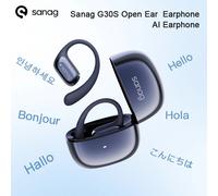 Sanag G30S Auricolare wireless a orecchio aperto Gancio per l'orecchio a conduzione aerea 48 ore di riproduzione Auricolare Bluetooth 5.4 OWS AI