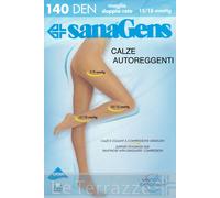 Sanagens autoreggenti champagne 140 den 18mmHg calze maglia rete Sanagens