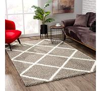 SANAT Madrid Shaggy - Tappeto a pelo lungo per soggiorno, camera da letto, cucina, grigio, dimensioni: 60 x 110 cm