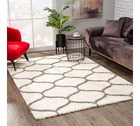 SANAT Madrid Shaggy Tappeto - Tappeto a pelo lungo per soggiorno, camera da letto, cucina - Morocco Crema, dimensioni: 60 x 110 cm