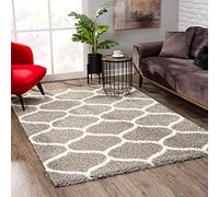 SANAT Madrid Shaggy Tappeto - Tappeto a pelo lungo per soggiorno, camera da letto, cucina - Morocco grigio, dimensioni: 160 x 230 cm