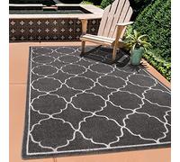 SANAT Tappeto per esterni resistente alle intemperie, per interni ed esterni, impermeabile, per balcone, per terrazza, giardino, cucina, bagno o soggiorno, grigio, 120 x 170 cm