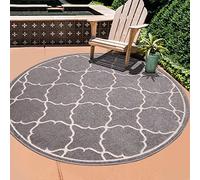 SANAT Tappeto per esterni, resistente alle intemperie, per interni ed esterni, per balcone, impermeabile, per terrazza, giardino, cucina, bagno o soggiorno, grigio chiaro, 120 cm, rotondo