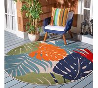 SANAT Tappeto per esterni resistente alle intemperie, per interni ed esterni, resistente all'acqua, per terrazze, giardini e soggiorno, multicolore, 120 cm, rotondo