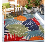 SANAT Tappeto robusto per esterni, resistente alle intemperie, per interni ed esterni, per balconi, impermeabile, robusto, per terrazze, giardini e soggiorno, multicolore, 120 x 170 cm