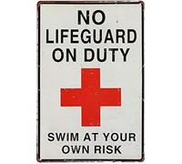 SaNavie Cartello per piscina da giardino con scritta "No Lifeguard On Duty Swim at Your Own Risk", 20,3 x 30,5 cm