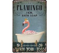 SaNavie Divertente cartello in metallo per bagno, sapone da bagno, fenicottero, decorazione in alluminio, poster da parete per ragazza, casa, bagno, 15 x 20 cm