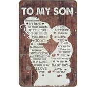 SaNavie Divertente targa in metallo con scritta in lingua inglese "For My Son I Love You I'm Always There Support Be Baby Boy", in alluminio, 20,3 x 30,5 cm, decorazione artistica da parete per bar