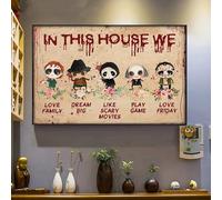 SaNavie In This House We Love Family Dream Big Like Scary Movie Play Game Love Friday Halloween Living Decor poster per la decorazione della casa caffè decorazione da parete retrò bar garage metallo