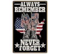 SaNavie Memorial Day Patriotic Veterans Boots Garden Yard Outdoor Decor Kitchen Dining Wall Art Deco Targa in metallo latta cartello in alluminio 20,3 x 30,5 cm