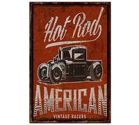 SaNavie Retro American Hot Rod Targa in metallo da parete in latta spessa stampa poster decorazione da parete per garage targa in metallo vintage decorazione per la casa cucina 20,3 x 30,5 cm