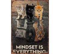 SaNavie Retro Tin Signs Vintage Signs Cat Poster_ Mindset Is Everything Cats Poster, Cat Tiger Poster, Cat Poster Print, Cute Cat Poster, Cat Lover Gift, Cat Wall Art 8x12 Inch