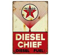 SaNavie Targa in latta retrò vintage Texaco Diesel Chief Benzina, targa in metallo per casa, bar, caffetteria, retaurant, decorazione da parete per casa, bar, pub, stanza, negozio, garage, decorazione