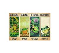 SaNavie Targa in metallo con rana con scritta "Be Humble When You Are Victorious", stile retrò, decorazione da parete, 30,5 x 20,3 cm, stile vintage