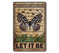 SaNavie Targa in metallo con scritta "Let It Be The Beatles", decorazione da parete in stile retrò, con parole di saggezza, farfalle, per la decorazione della casa, idea regalo, 15,2 x 20,3 cm