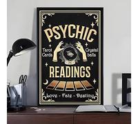 SaNavie Targa in metallo con tarocchi, lettura psichica, Halloween, indovino, lettore psichico, regalo per gatti e streghe, decorazione da parete divertente, 20 x 30 cm