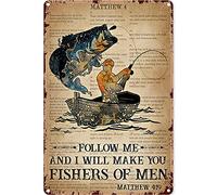 SaNavie Targa in metallo retrò con scritta "Follow Me And I Will Make You Fishers Of Men", decorazione da parete, regalo per bagno, ristorante, fattoria, camera da letto, caffetteria, scuola, 20 x 30