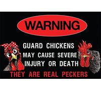 SaNavie Targa in metallo retrò con scritta "Warning Guard Chickens May Cause Grave Injury Or Death They are Real Peckers", per uomini e donne, decorazione da parete per bar, ristoranti, caffetterie