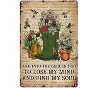 SaNavie Targa in metallo vintage con scritta "I Go to Lose My Mind and Find My Soul-Home Bar Garden Wall Decor Tin Sign 15,2 x 20,3 cm