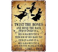 SaNavie Witchy Decor - Targa in metallo con scritta "Hocus Pocus Twist The Bones and Bend The Back", decorazione artistica da parete in alluminio, per donne, camera da letto, casa, feste, 20 x 30 cm