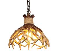 SANBDDLYY Illuminazione a soffitto a sospensione in corno, piccole lampade in corno di cervo for il bagno della cabina dell'isola della cucina (base lampadina E27,1 luce, marrone)