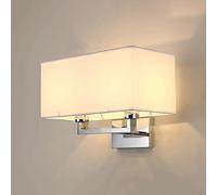 SANBDDLYY Lampada da Parete Cromata con Paralume in Stoffa, Lampada da Parete Moderna Minimalista a 2 Luci con Attacco E27, Lampade a Parete for Camera da Letto Comodino Corridoio Corridoio Hotel Lamp