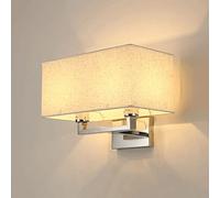 SANBDDLYY Lampada da Parete Cromata con Paralume in Stoffa, Lampada da Parete Moderna Minimalista a 2 Luci con Attacco E27, Lampade a Parete for Camera da Letto Comodino Corridoio Corridoio Hotel Lamp