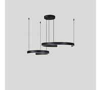 SANBDDLYY Lampadario a soffitto moderno a 3 anelli LED bianco 65W / 100W Circolare 2 Lampadario a sospensione rotondo Tavolo da pranzo Lampada a sospensione a soffitto nero for fattoria for cucina Sog