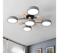 SANBDDLYY Plafoniera a LED, Plafoniere Moderne Lampadario Dimmerabile in Legno 32W da Incasso for Soggiorno Cucina Camera da Letto, 3000K/4000K/6000K (Grigio) (Color : Gray)