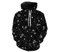 SANBEC Felpa con Cappuccio Stampata in 3D Cielo Stellato Galassia Universo Felpa con Cappuccio in Bianco e Nero da Uomo e da Donna Giacca Ampia Autunno e Inverno Giacca con Cappuccio Street Wear