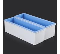 Sanbege 2 stampi per sapone per pagnotta con scatola di plastica, stampo rettangolare in silicone flessibile da 1200 ml, strumento per realizzare sapone fai da te, candele fatte a mano, colata in
