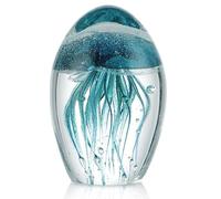 Sanbege Statuetta di medusa in vetro soffiato a mano, che si illumina al buio, da collezione, statuetta decorativa per casa, ufficio, decorazione per feste e regalo (turchese)