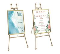 SanBouSi 2 supporti per treppiedi in ferro tipo cavalletto, per pittura a olio, supporto pubblicitario, per interni ed esterni, oro